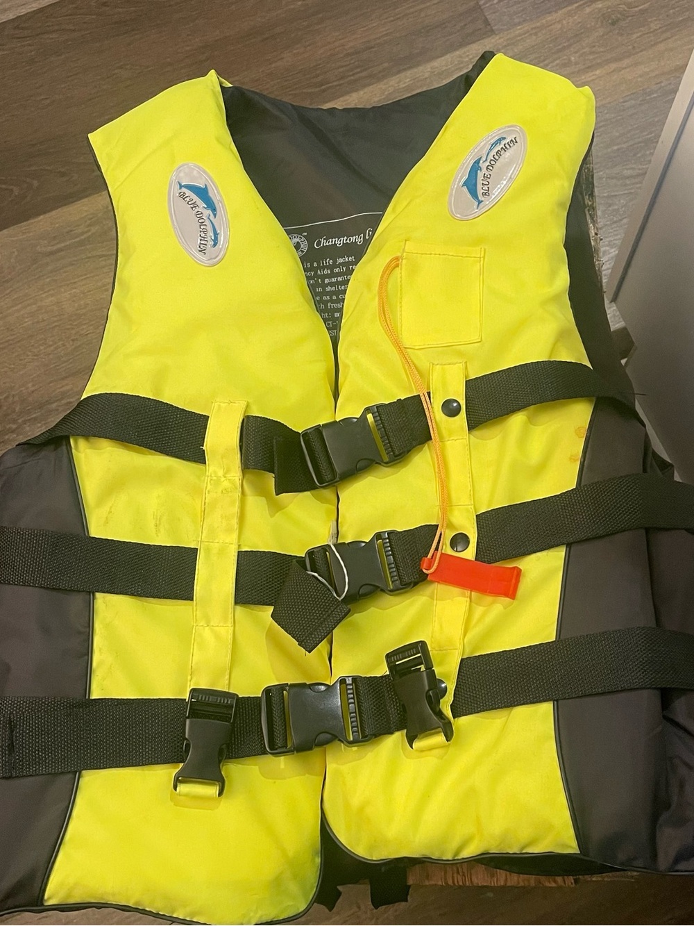 High-Visibility Yellow Life Jacket with Safety Whistle